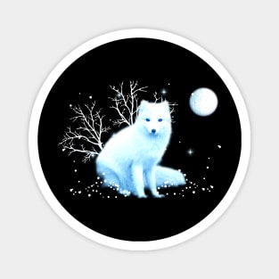 Winter Fox in Winter solstice with the Winter moon Magnet